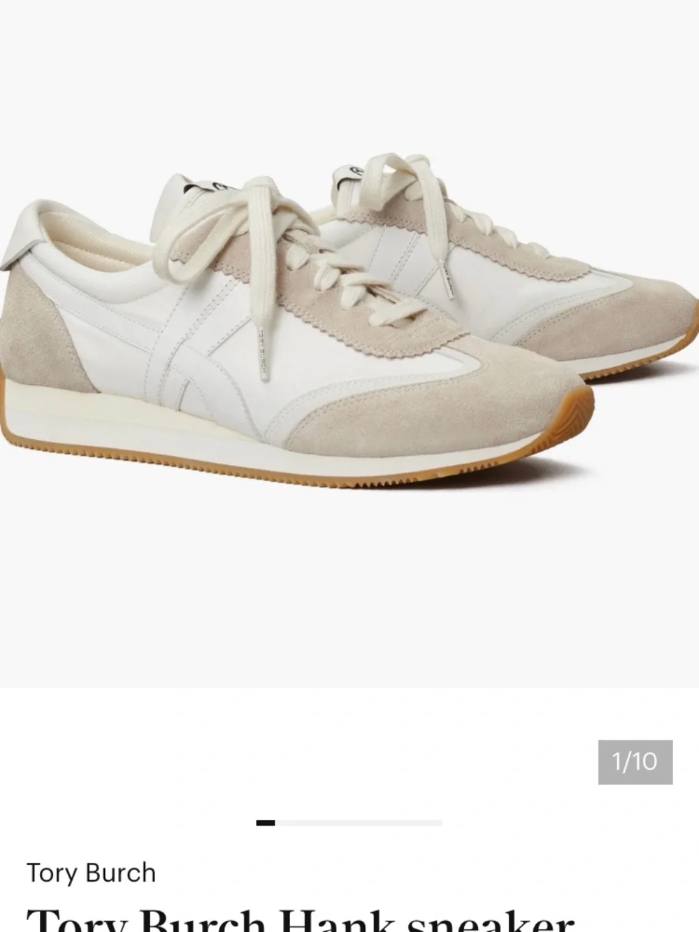 Tory Burch Retro Runner Sneaker in Cream and Tan